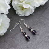 Purple Bead Earrings with Small Faceted Glass Beads