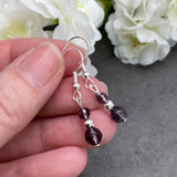 Purple Bead Earrings with Small Faceted Glass Beads