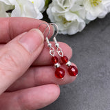 Red Bead Earrings with Small Faceted Glass Beads