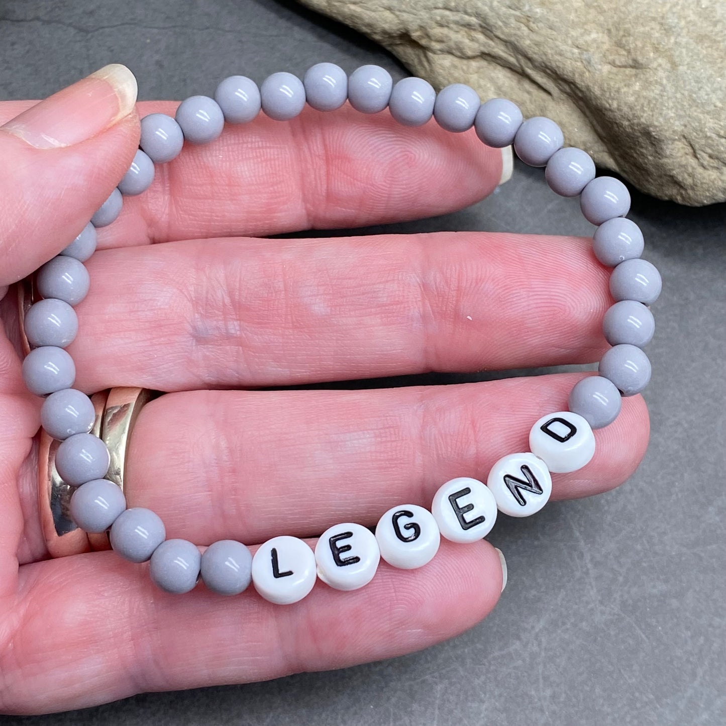 PERSONALISED Bead Bracelet - Light Grey Acrylic