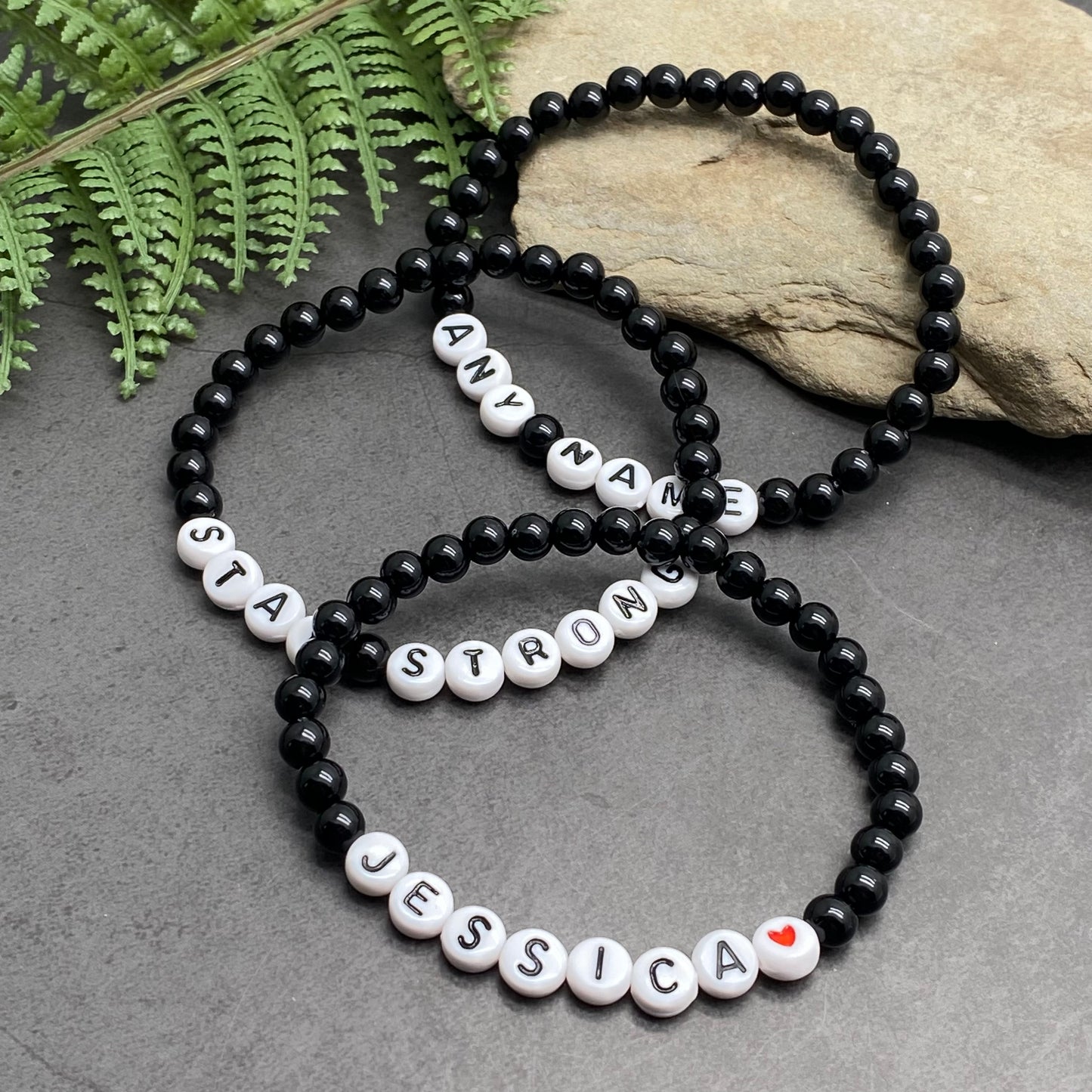 PERSONALISED Bead Bracelet - Black Acrylic Beads