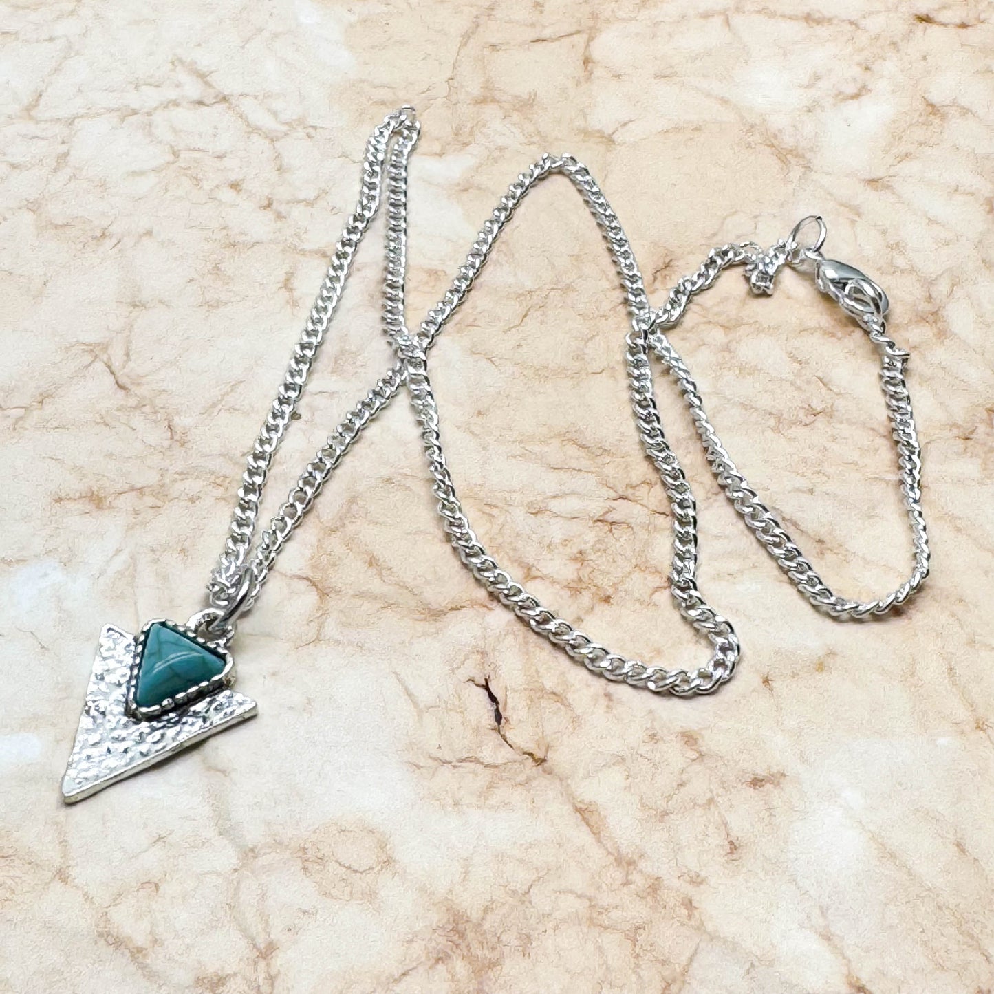 Triangle Charm Pendant Necklace with Turquoise Resin