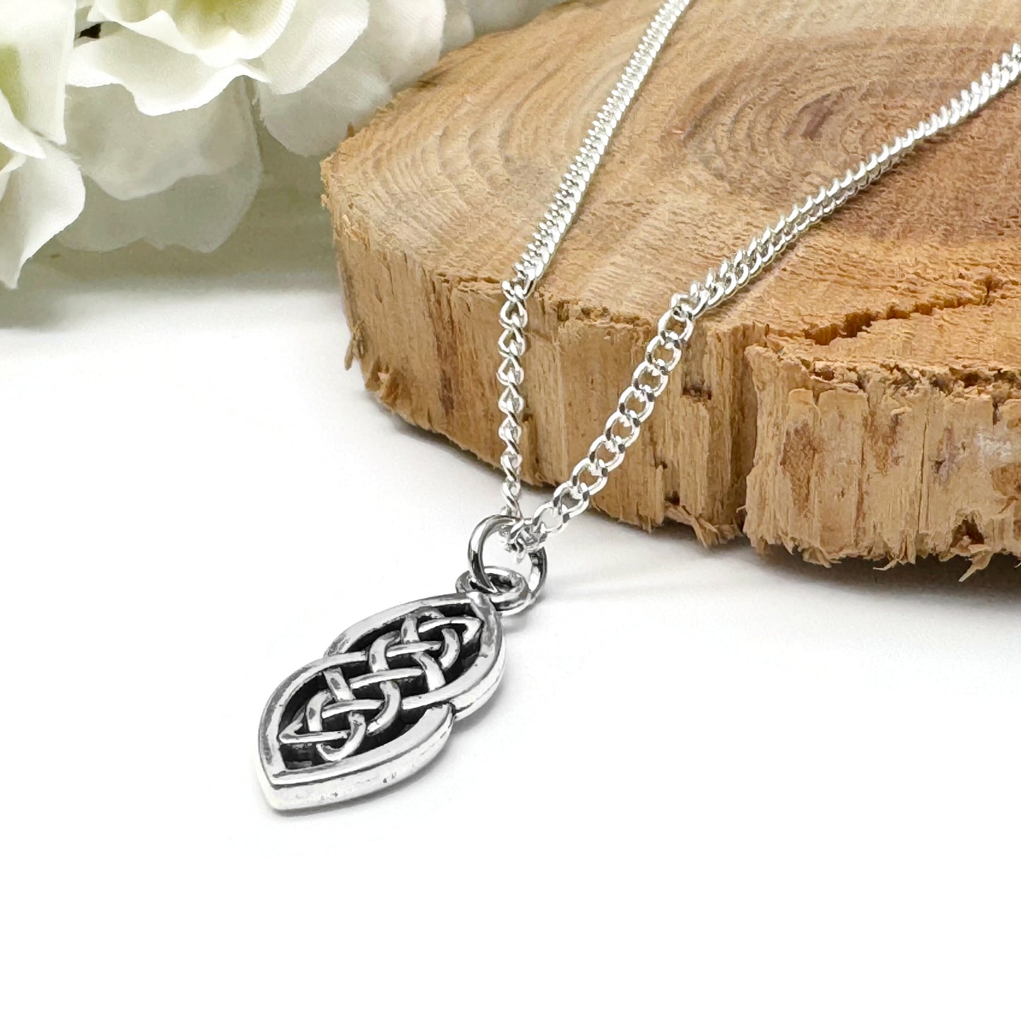 Celtic Knot Charm Silver Plated Pendant Necklace