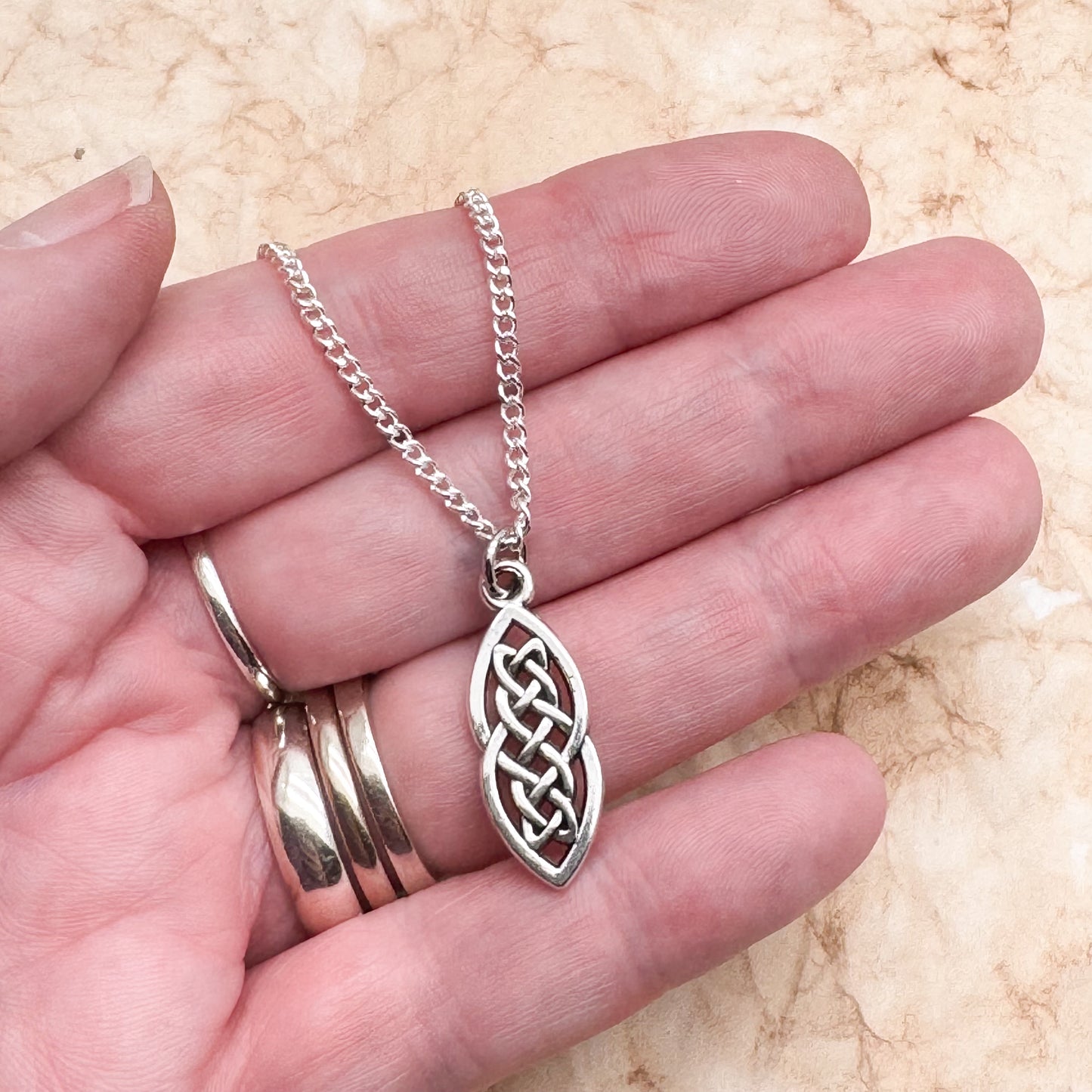Celtic Knot Charm Silver Plated Pendant Necklace
