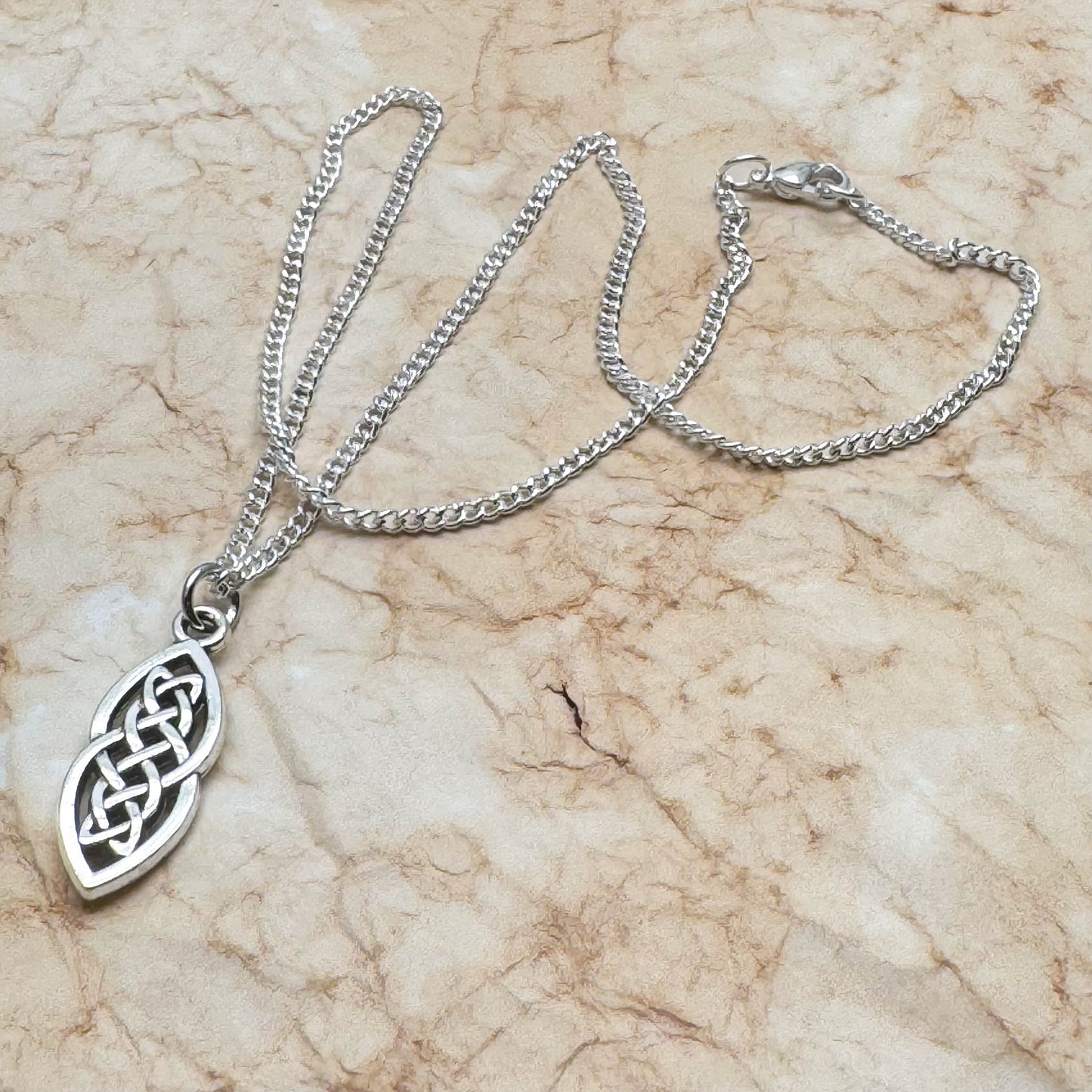 Celtic Knot Charm Silver Plated Pendant Necklace