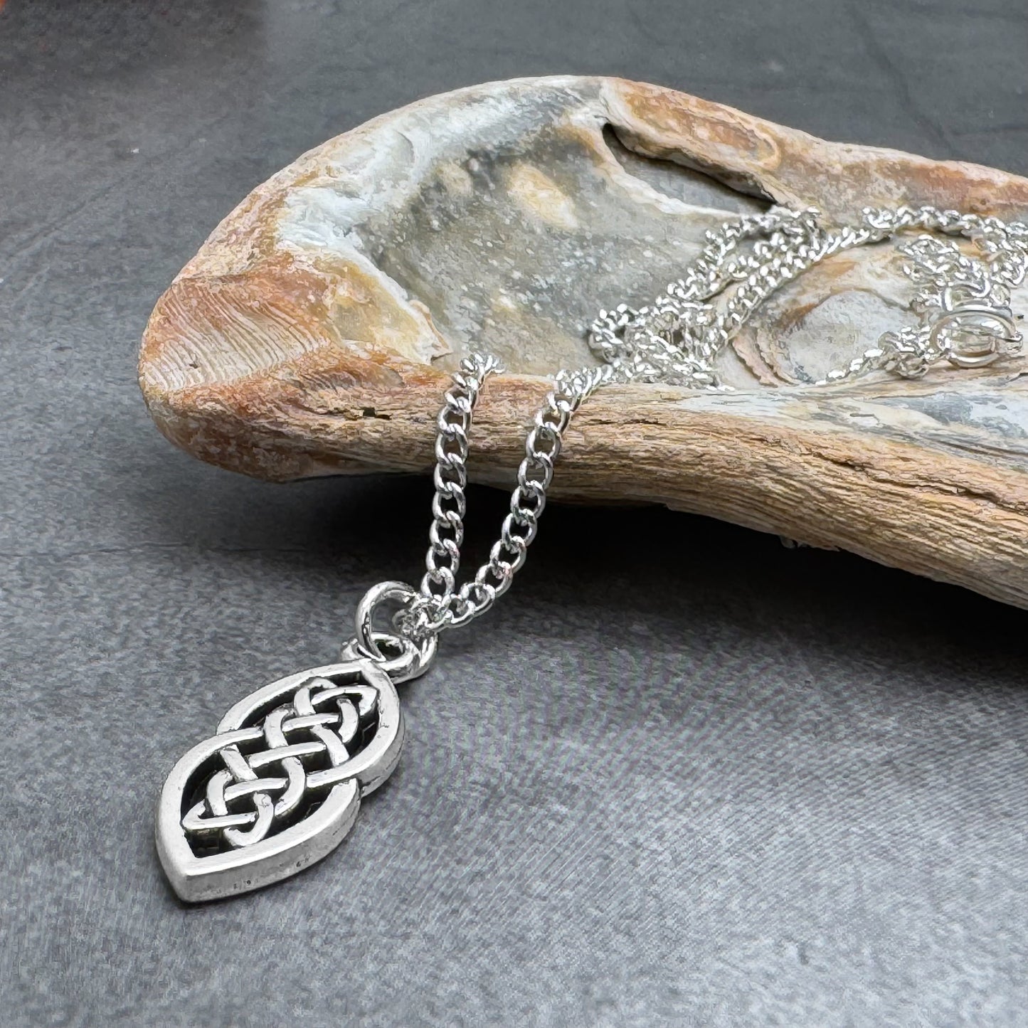 Celtic Knot Charm Silver Plated Pendant Necklace