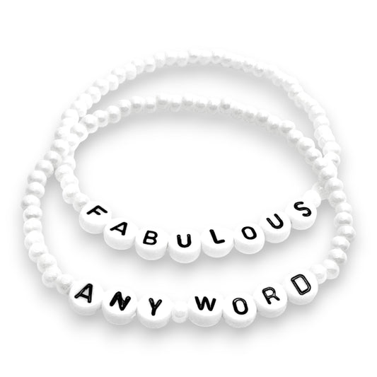 PERSONALISED Bead Bracelet - White Seed Beads