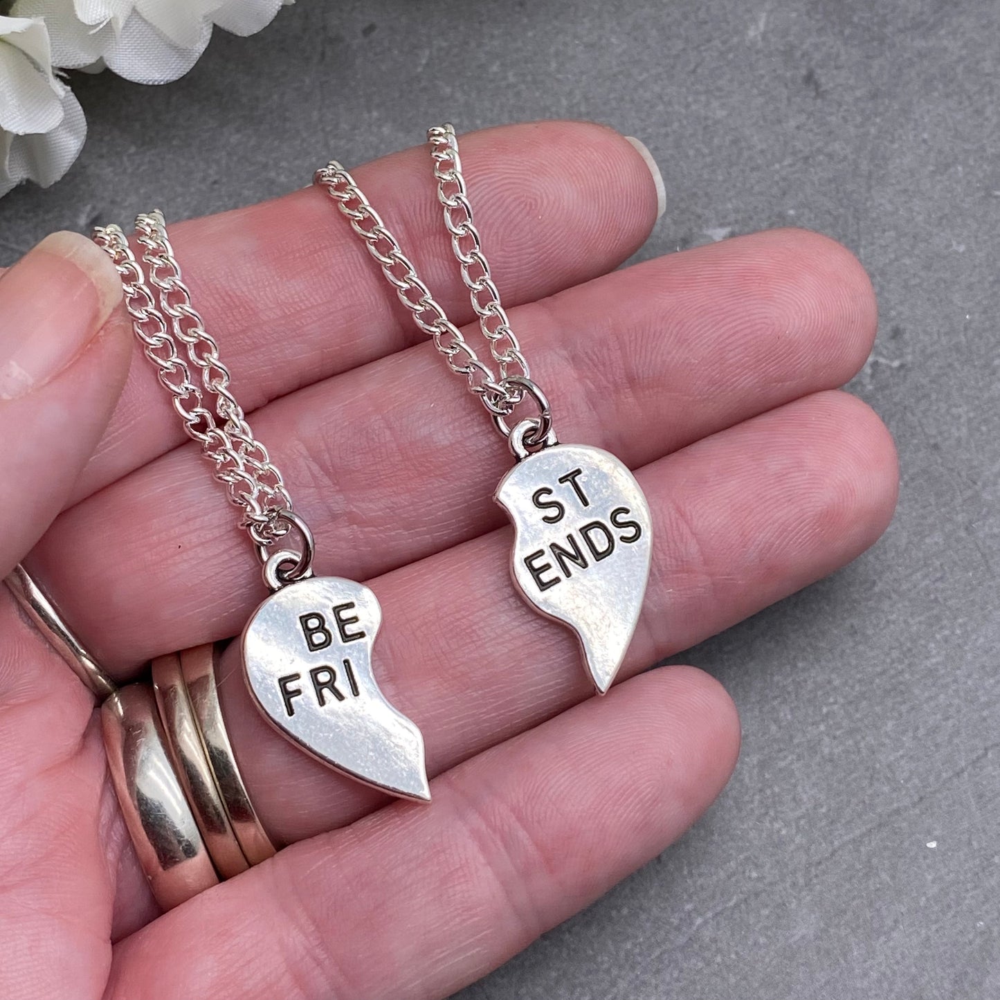 Best Friends Charm Necklaces, Set of 2 Silver Plated