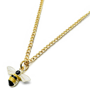 Bumble Bee Enamel Charm Pendant Necklace, Gold Plated