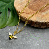 Bumble Bee Enamel Charm Pendant Necklace, Gold Plated