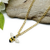 Bumble Bee Enamel Charm Pendant Necklace, Gold Plated