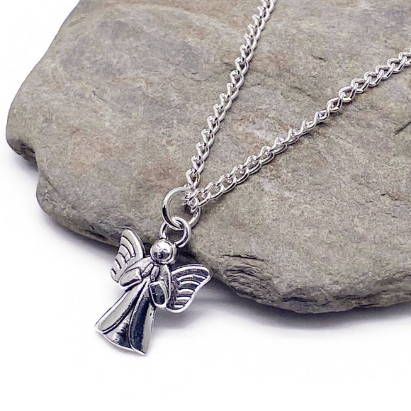 Angel Charm Silver Plated Pendant Necklace