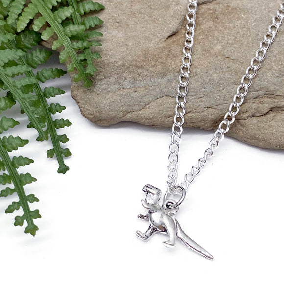 Dinosaur Charm Silver Plated Pendant Necklace
