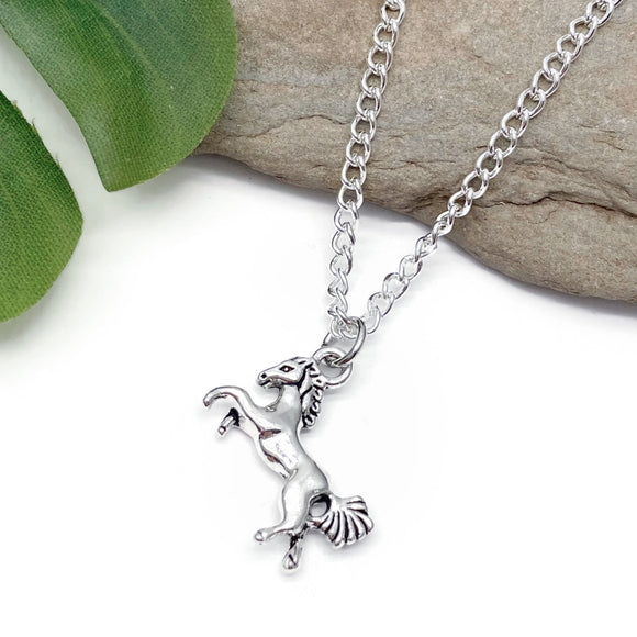 Horse Charm Silver Plated Pendant Necklace