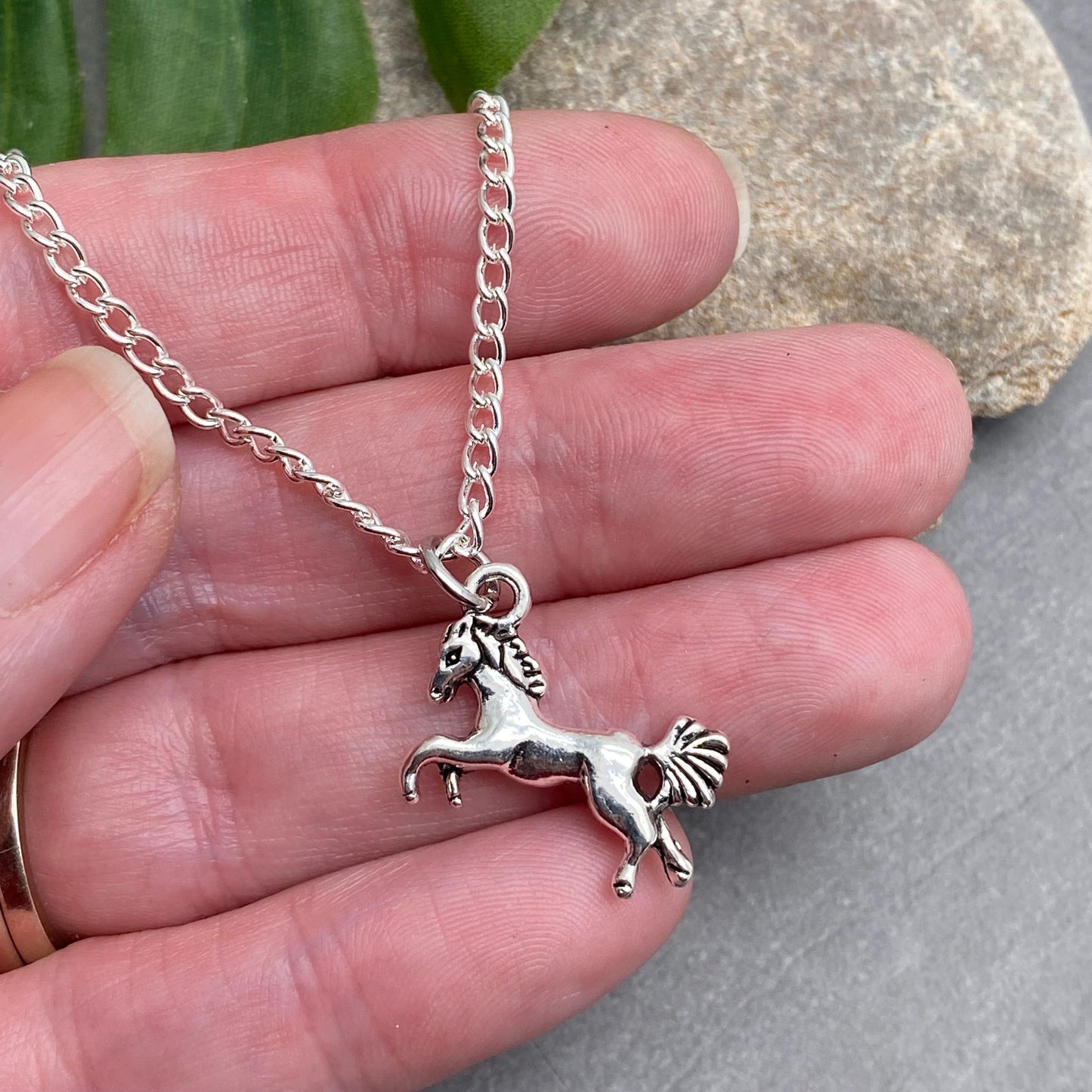 Horse Charm Silver Plated Pendant Necklace