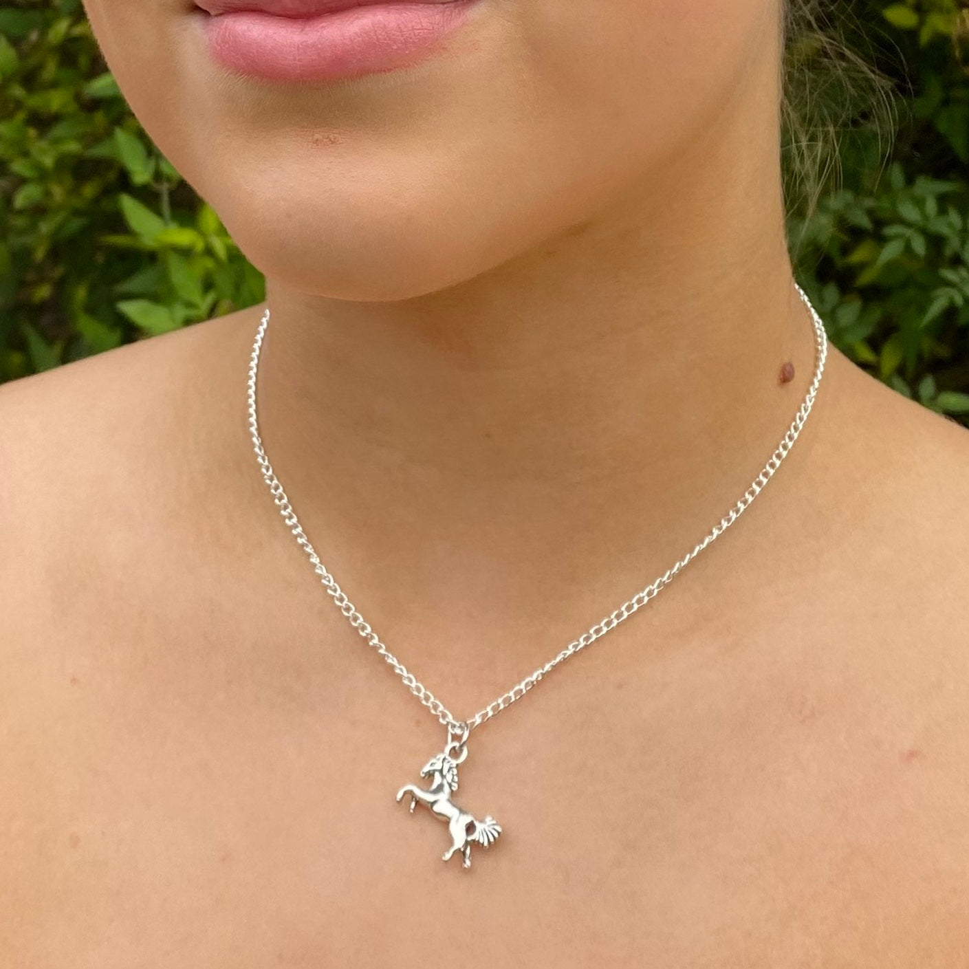 Horse Charm Silver Plated Pendant Necklace