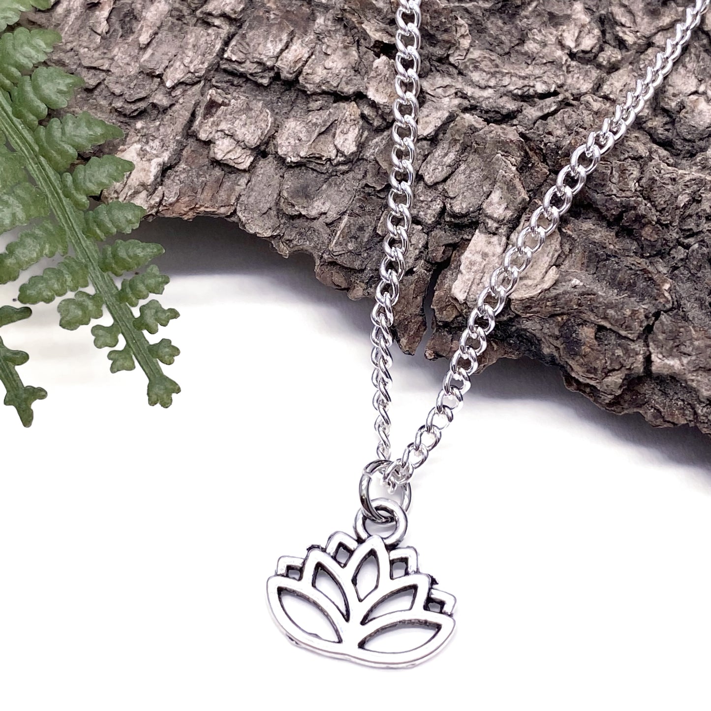 Lotus Flower Charm Pendant Necklace