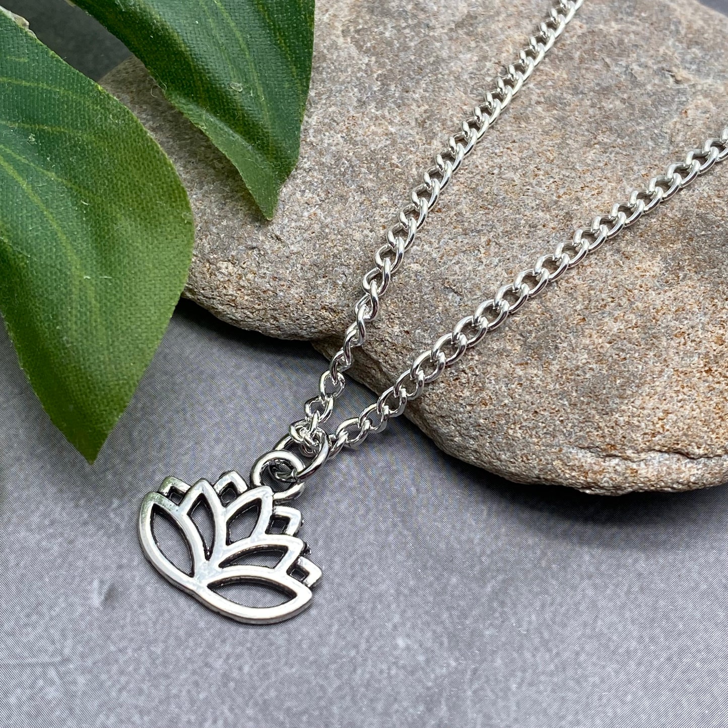 Lotus Flower Charm Pendant Necklace