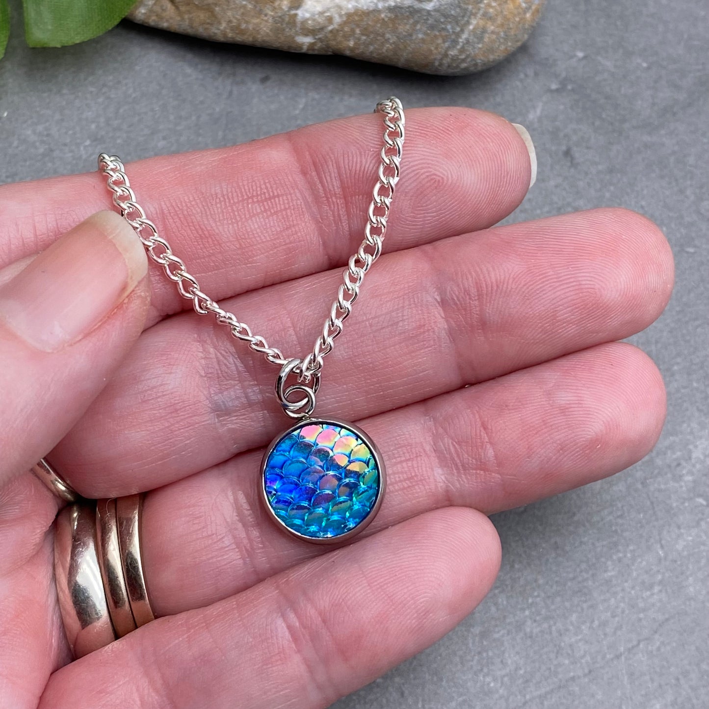 Mermaid Scales Charm Pendant Necklace