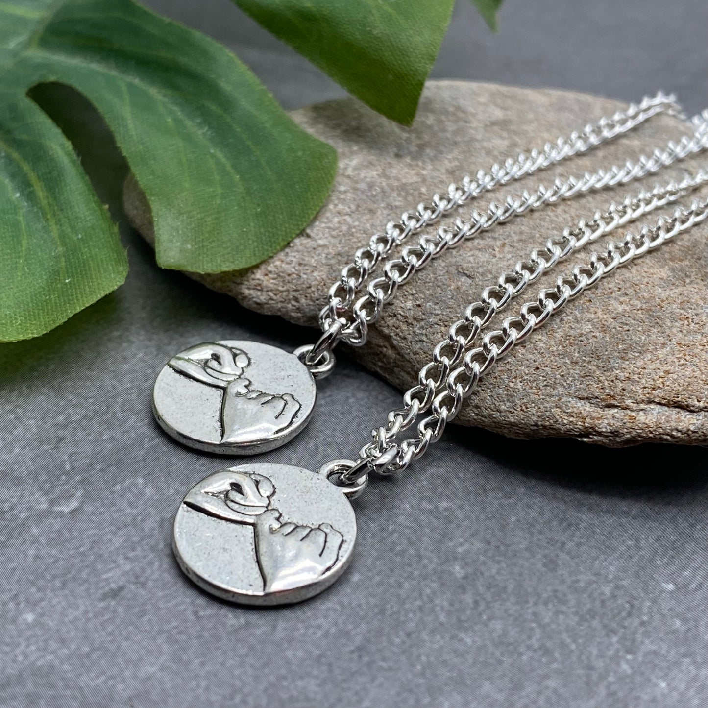 Set of 2 Pinky Promise Charm Necklaces
