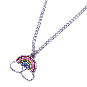 Rainbow Charm Silver Plated Pendant Necklace