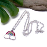 Rainbow Charm Silver Plated Pendant Necklace
