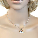 Rainbow Charm Silver Plated Pendant Necklace