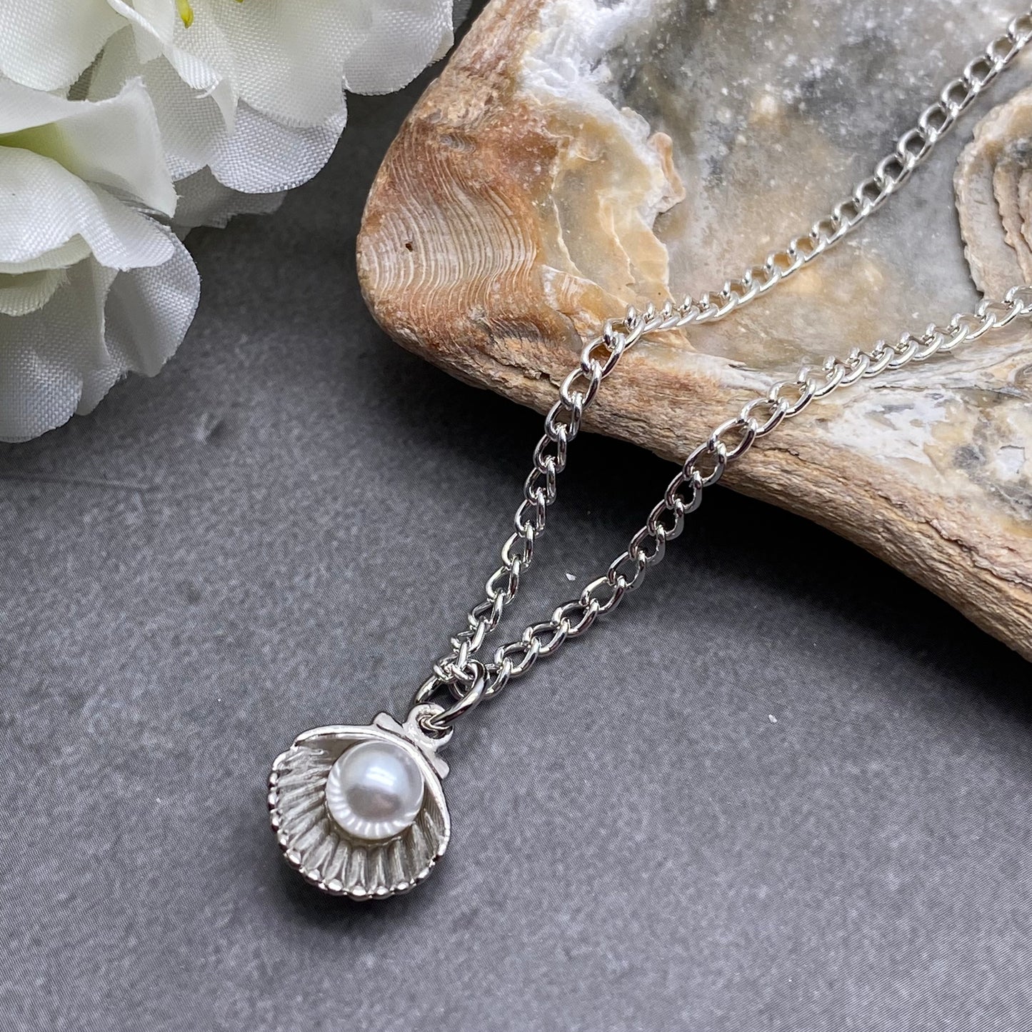 Shell Charm Silver Plated Pendant Necklace