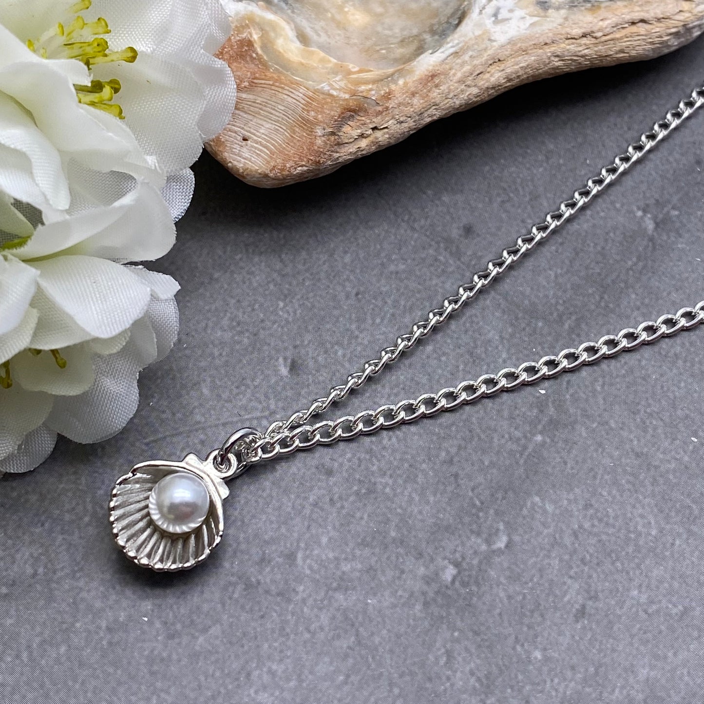 Shell Charm Silver Plated Pendant Necklace