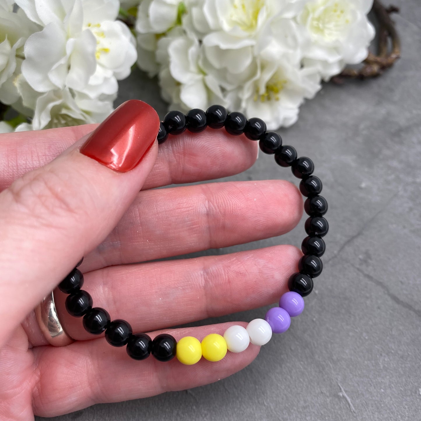 Non Binary Flag Colours Acrylic Bead Bracelet