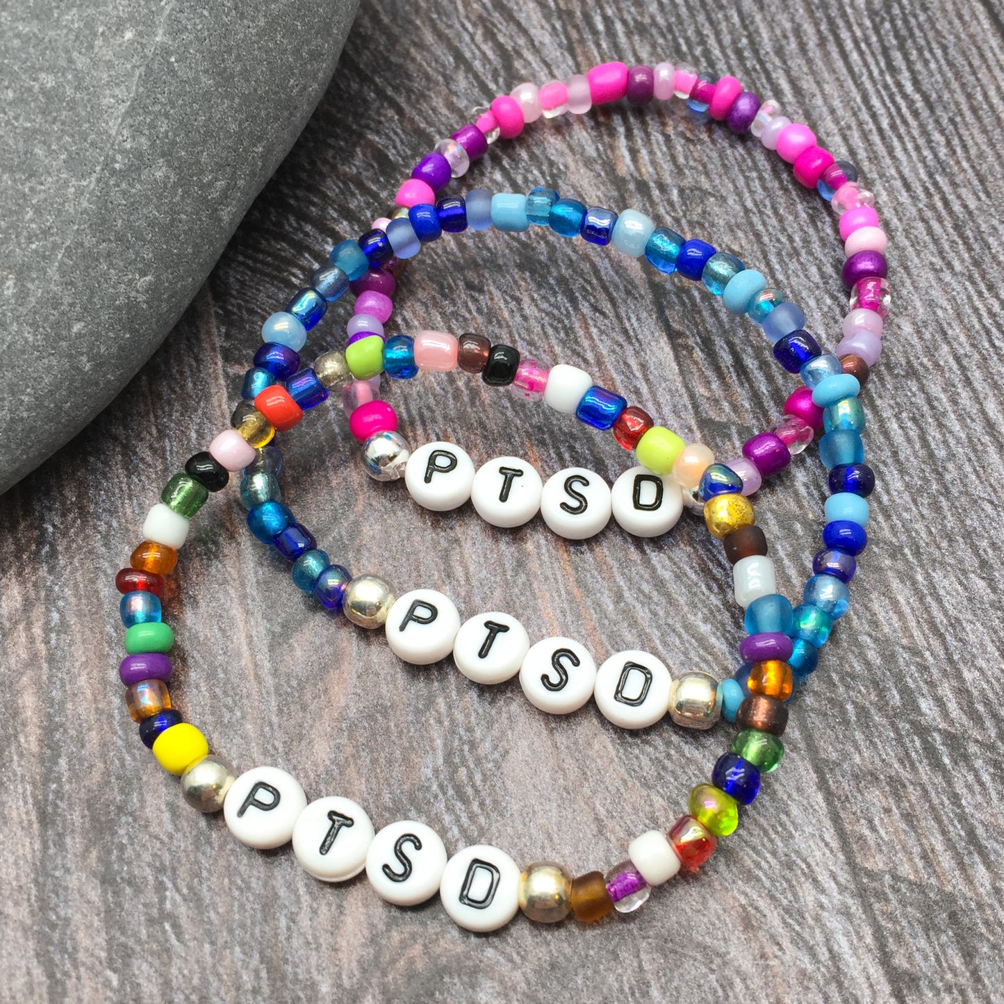 PTSD Medical Alert Bracelet - Glass Seed Beads