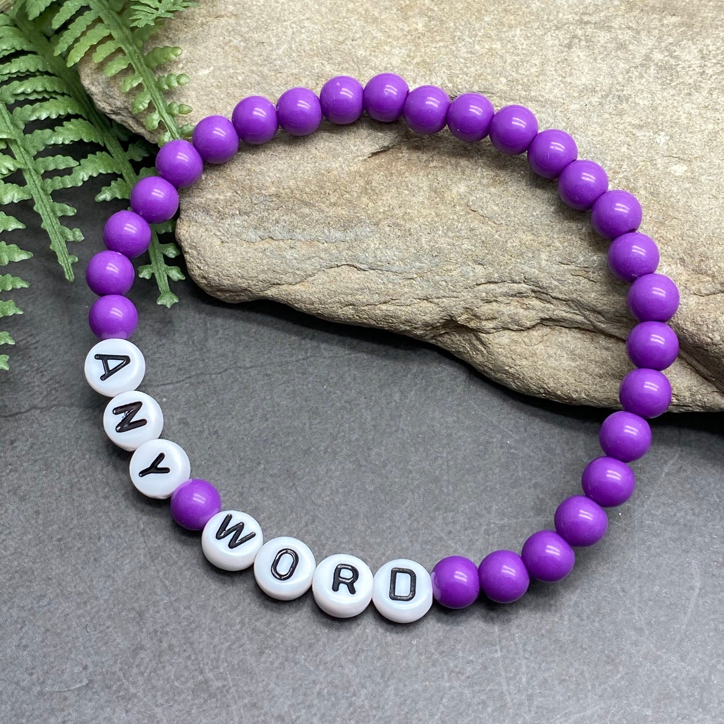 PERSONALISED Bead Bracelet - Purple Acrylic Beads