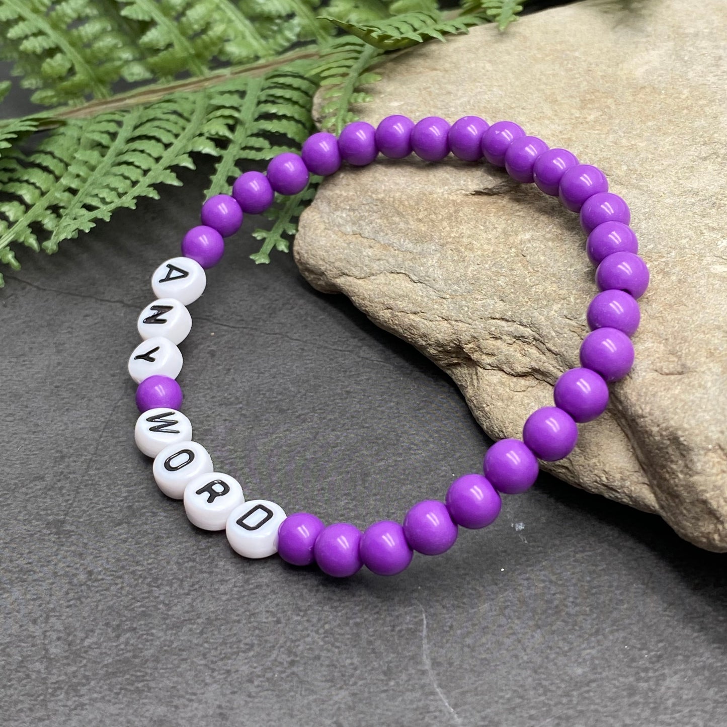 PERSONALISED Bead Bracelet - Purple Acrylic Beads