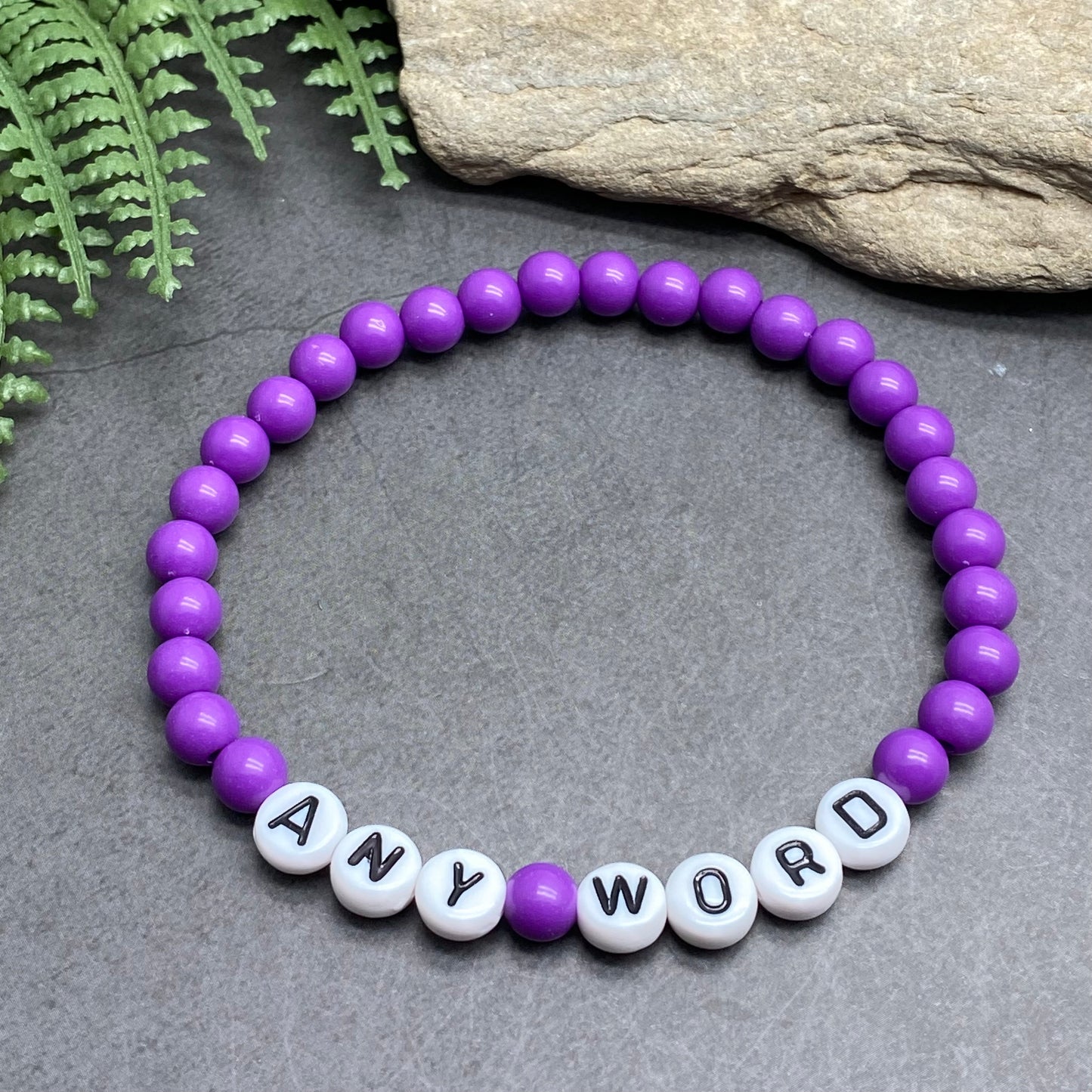 PERSONALISED Bead Bracelet - Purple Acrylic Beads