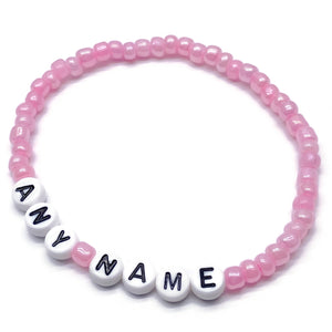 PERSONALISED Bead Bracelet - Baby Pink Seed Beads