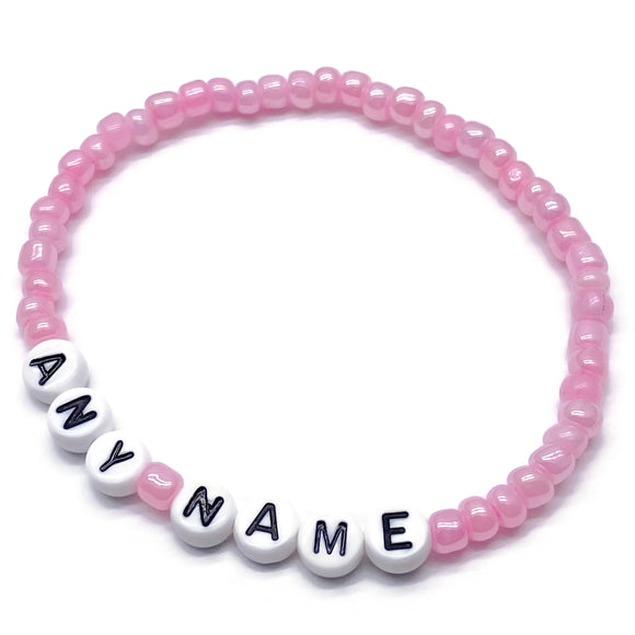 PERSONALISED Bead Bracelet - Baby Pink Seed Beads