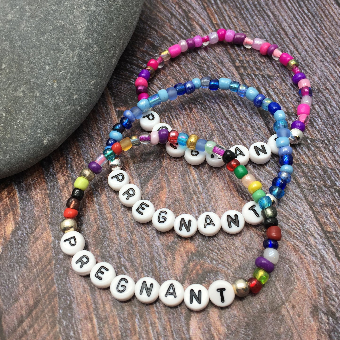 PREGNANT Awareness Bracelet - Glass Seed Beads