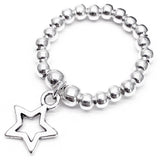 Star Charm Stretch Ring with Silver Plated Beads