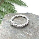 Stardust Charm Stretch Ring with Silver Plated Beads
