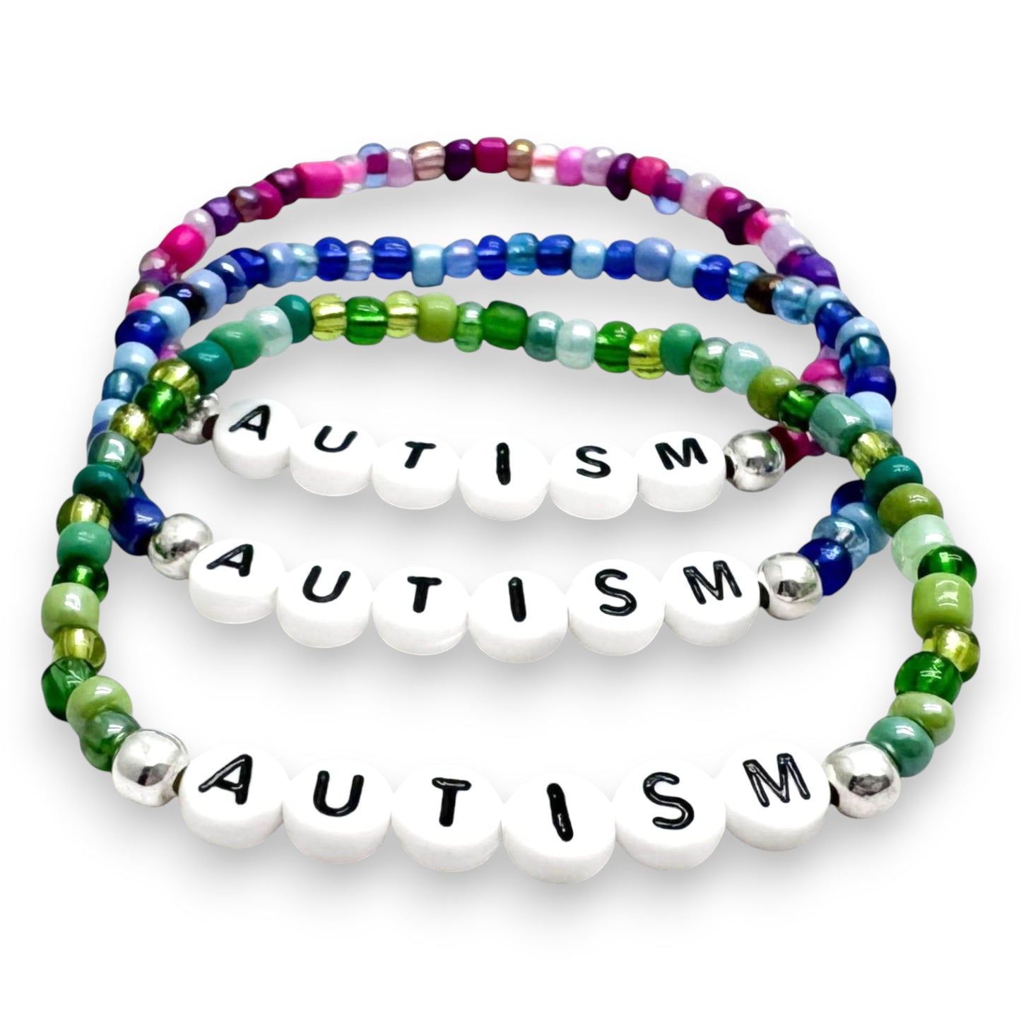 AUTISM Medical Alert Bracelet - Glass Seed Beads