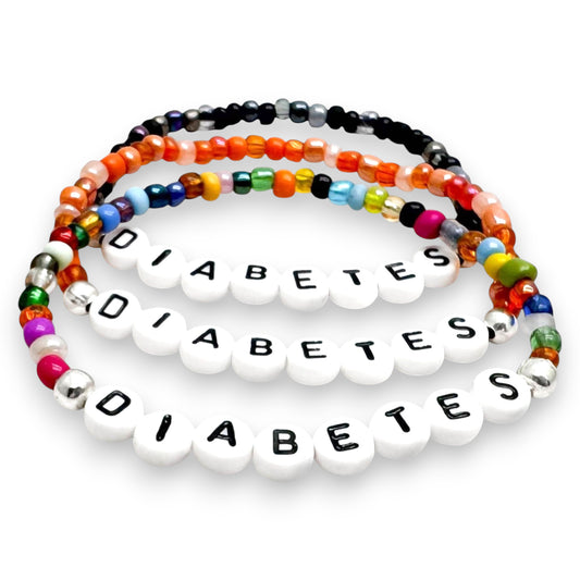 DIABETES Medical Alert Bracelet - Glass Seed Beads