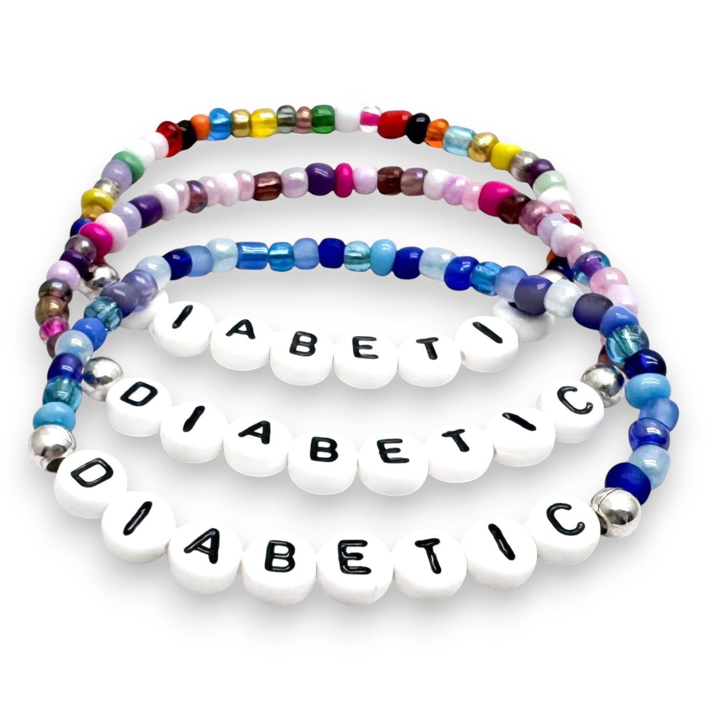 DIABETIC Medical Alert Bracelet - Glass Seed Beads