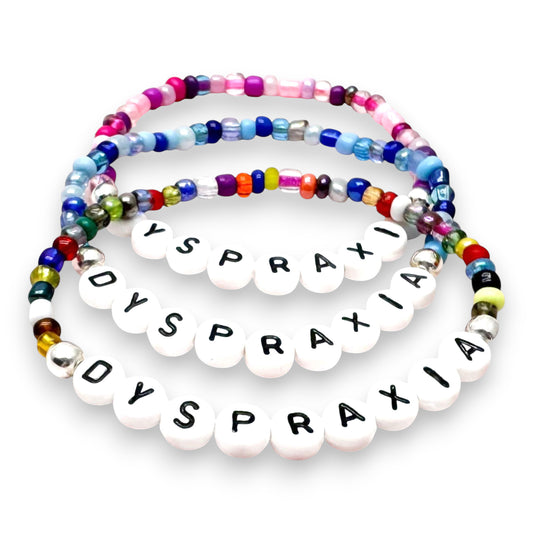 DYSPRAXIA Medical Alert Bracelet - Glass Seed Beads