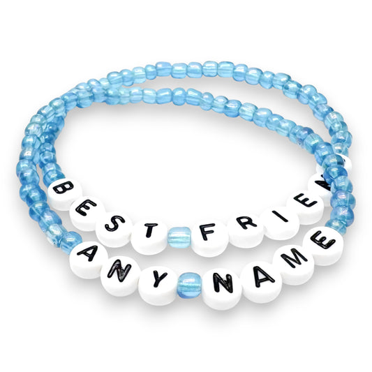 PERSONALISED Bead Bracelet - Light Blue Seed Beads