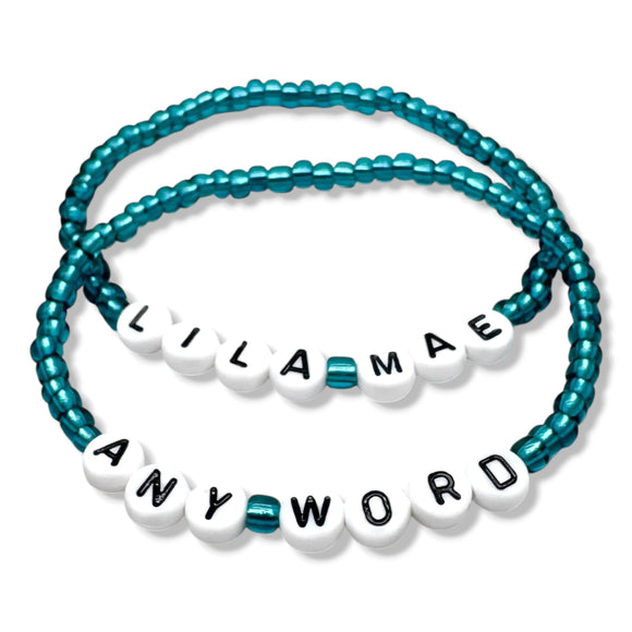 PERSONALISED Bead Bracelet - Teal Green Seed Beads