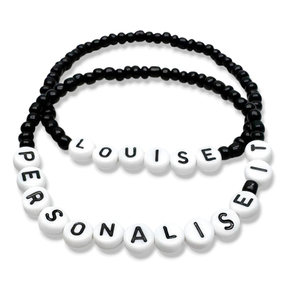 PERSONALISED Bead Bracelet - Black Seed Beads