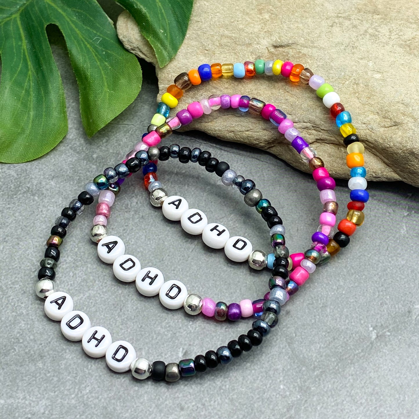 ADHD Medical Alert Bracelet - Glass Seed Beads