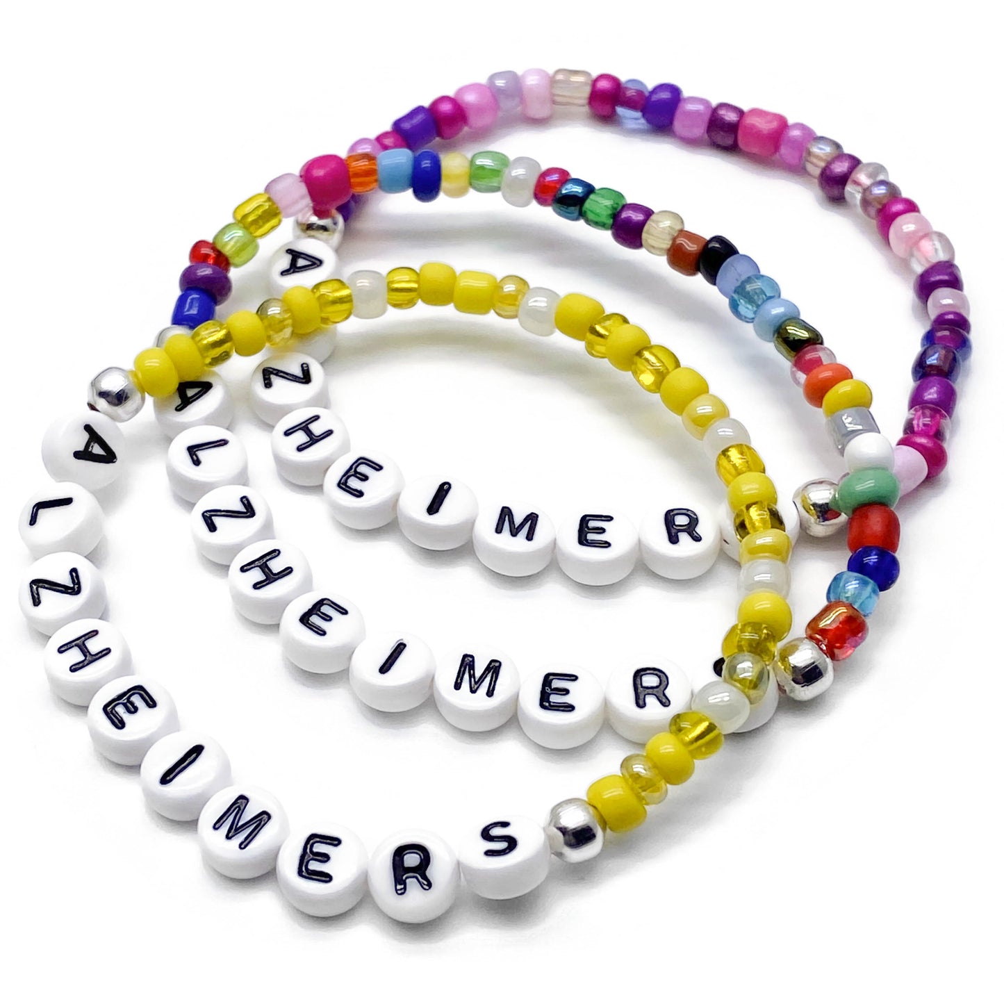 ALZHEIMERS Medical Alert Bracelet - Glass Seed Beads