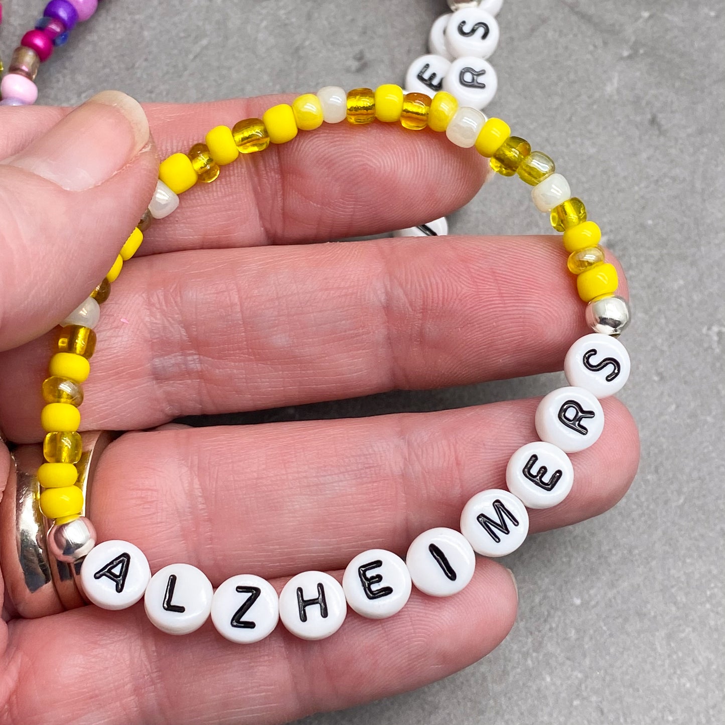 ALZHEIMERS Medical Alert Bracelet - Glass Seed Beads