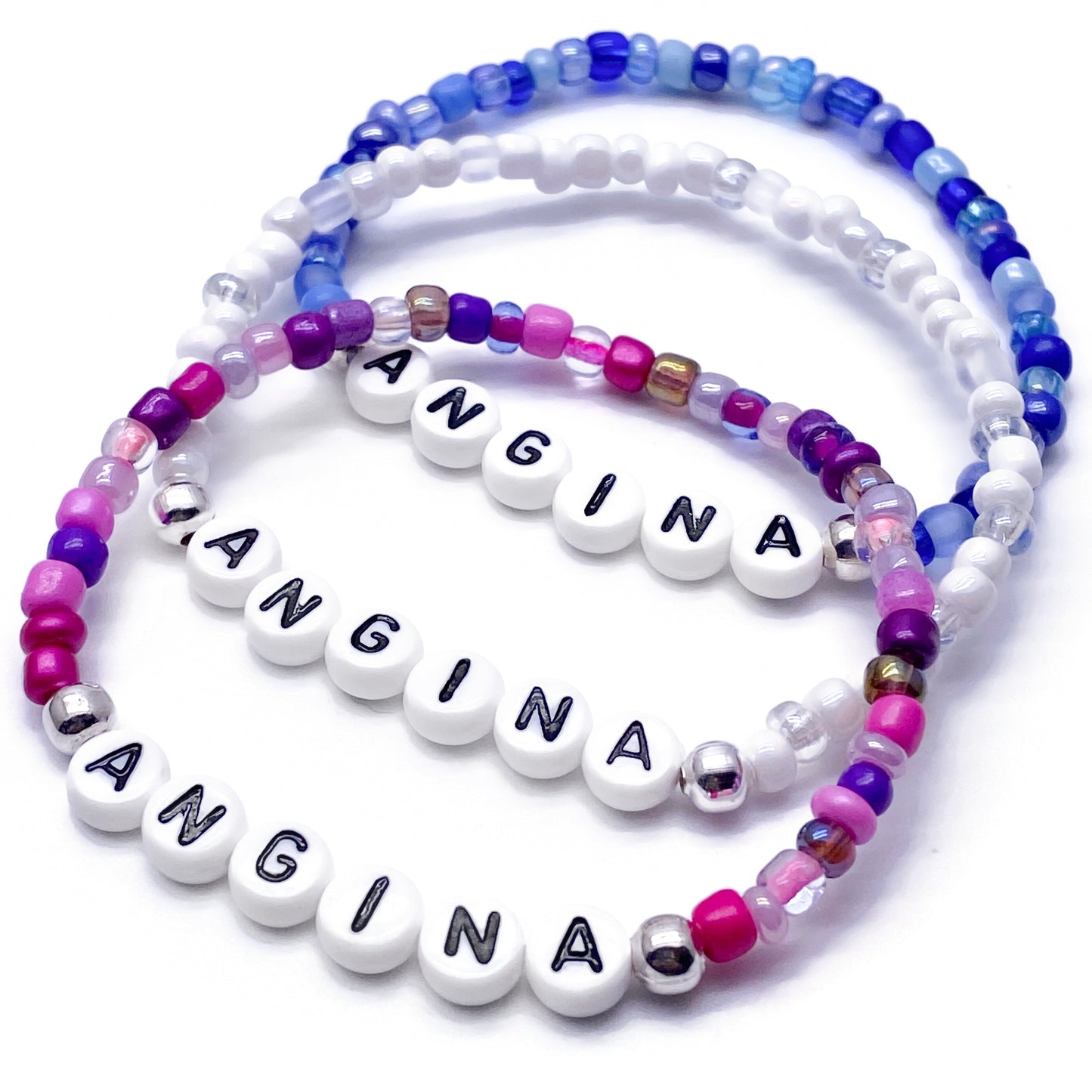ANGINA Medical Alert Bracelet - Glass Seed Beads